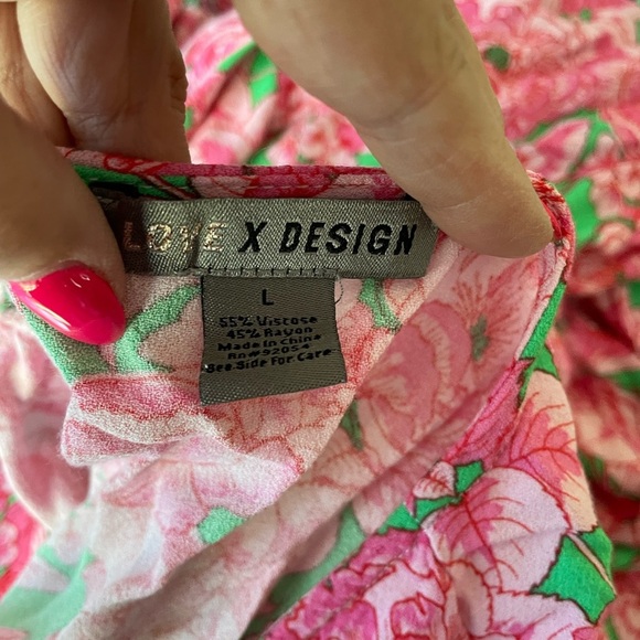 Love By Design Pink and Green Floral Maxi Dress Sz Large - Picture 8 of 8